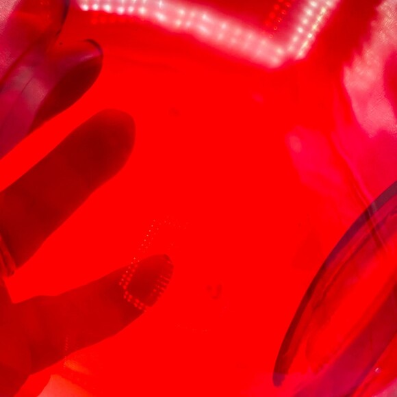 MCM Rudy Red Hand Blown Art Glass Gourd Hourglass Shaped Vase - Picture 11 of 12